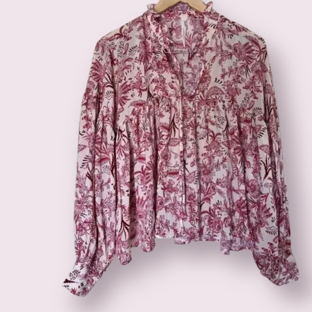 Anthropologie Tie-Front Peasant Blouse size M - Picture 6 of 8